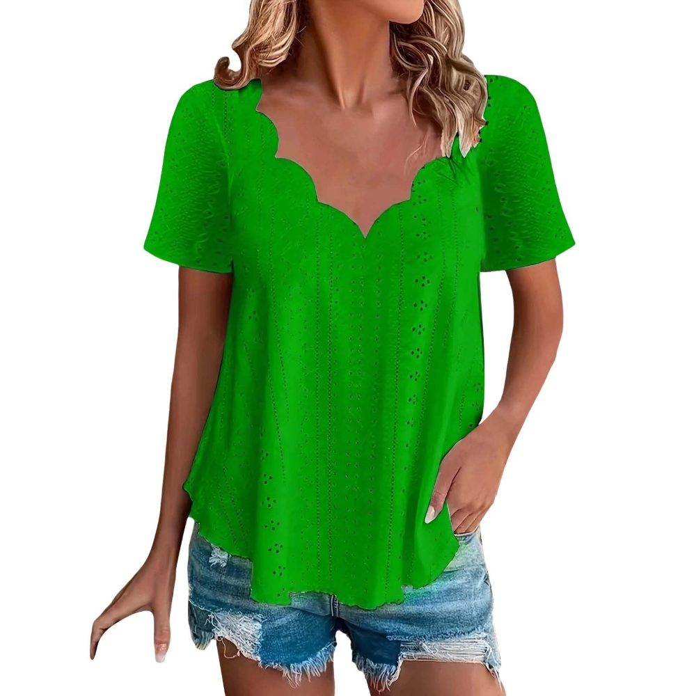 Geraldine Women’s Summer Blouse – V-Neck, Short Sleeves, and Comfortable Fit