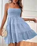 Harper Women's Mini Dress – Spaghetti Straps, Smocked Detail, and Flared Skirt