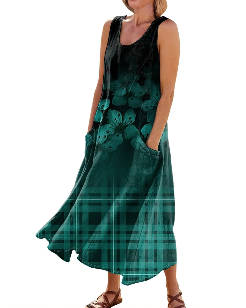 Waverly Women’s Mini Dress – Crew Neck, Sleeveless, and Relaxed Boho Fit