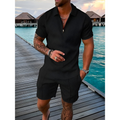 Bennett Ensemble d’été pour homme – Haut zippé, short jacquard et poches