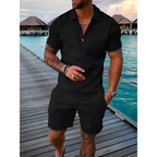 Bennett Ensemble d’été pour homme – Haut zippé, short jacquard et poches