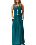 Isabella Women's Maxi Dress – Sleeveless with Elasticated Waist and Side Pockets