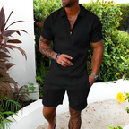 Bennett Ensemble d’été pour homme – Haut zippé, short jacquard et poches