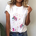 Colleen T-shirt til kvinder – Blomsterprint, rund hals og korte ærmer
