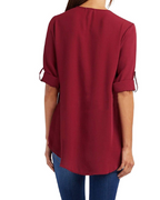 Bethany Camicetta Donna – Chiffon, Scollo a V con Zip, Maniche Regolabili e Taglio A