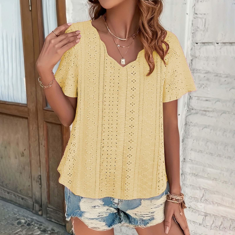 Geraldine Blusa Donna Estiva – Scollo a V, Maniche Corte e Vestibilità Comoda