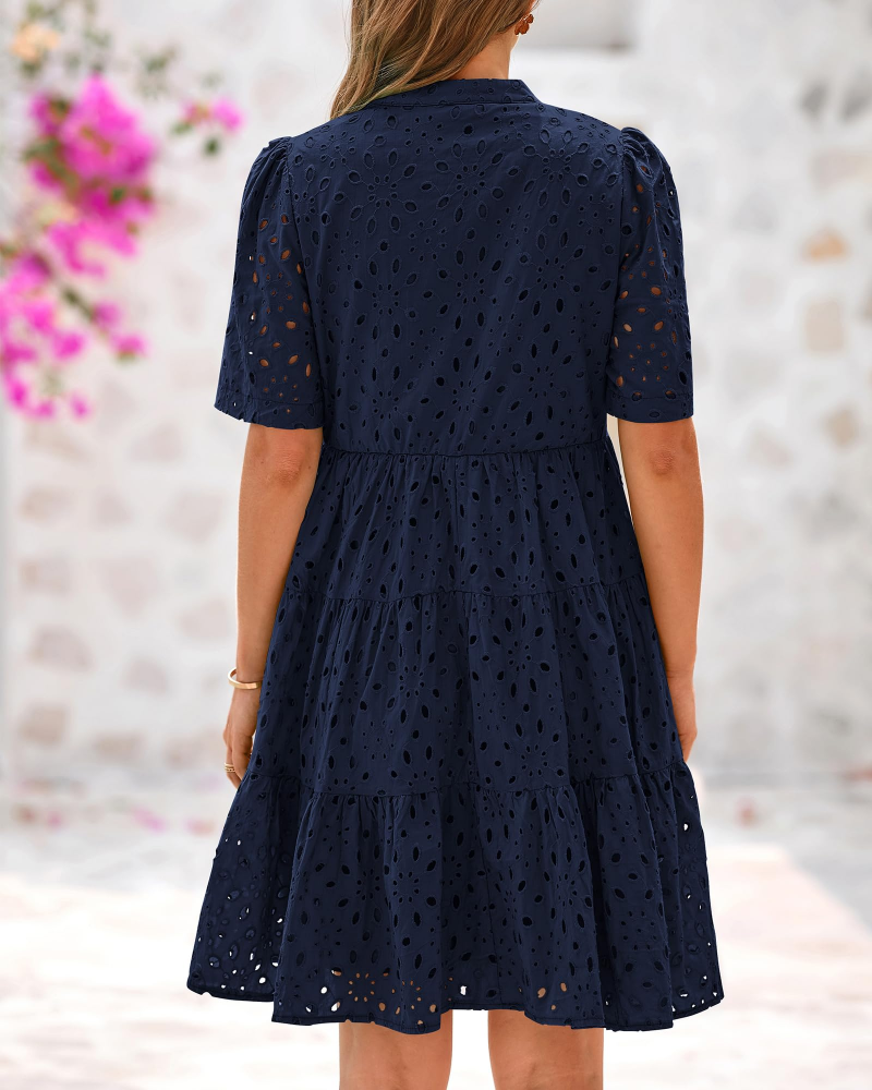 Madeline Women's Mini Dress – V-Neck, Scalloped Lace and Babydoll Silhouette