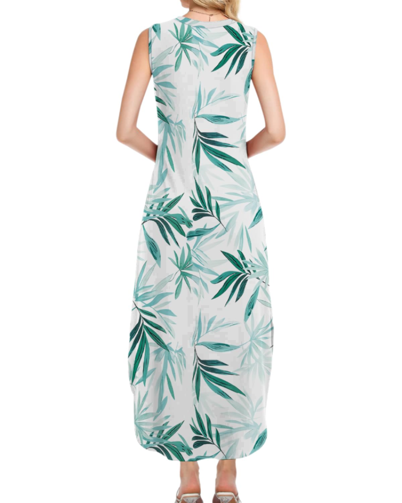 Brinley Women’s Maxi Dress – V-Neck, Side Slits, and Pockets