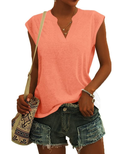 Brooke Blusa de mujer de verano – Sin mangas, con escote en V y corte holgado