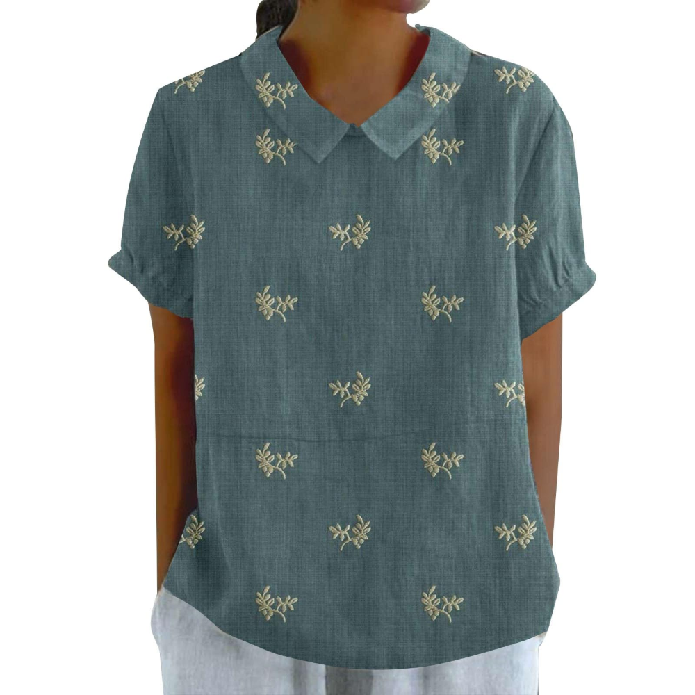 Penelope Floral Women’s Blouse – Collar, Buttons, and Relaxed Fit