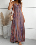Vestido largo de mujer Maisie: escote en V, estampado étnico bohemio y diseño sin mangas