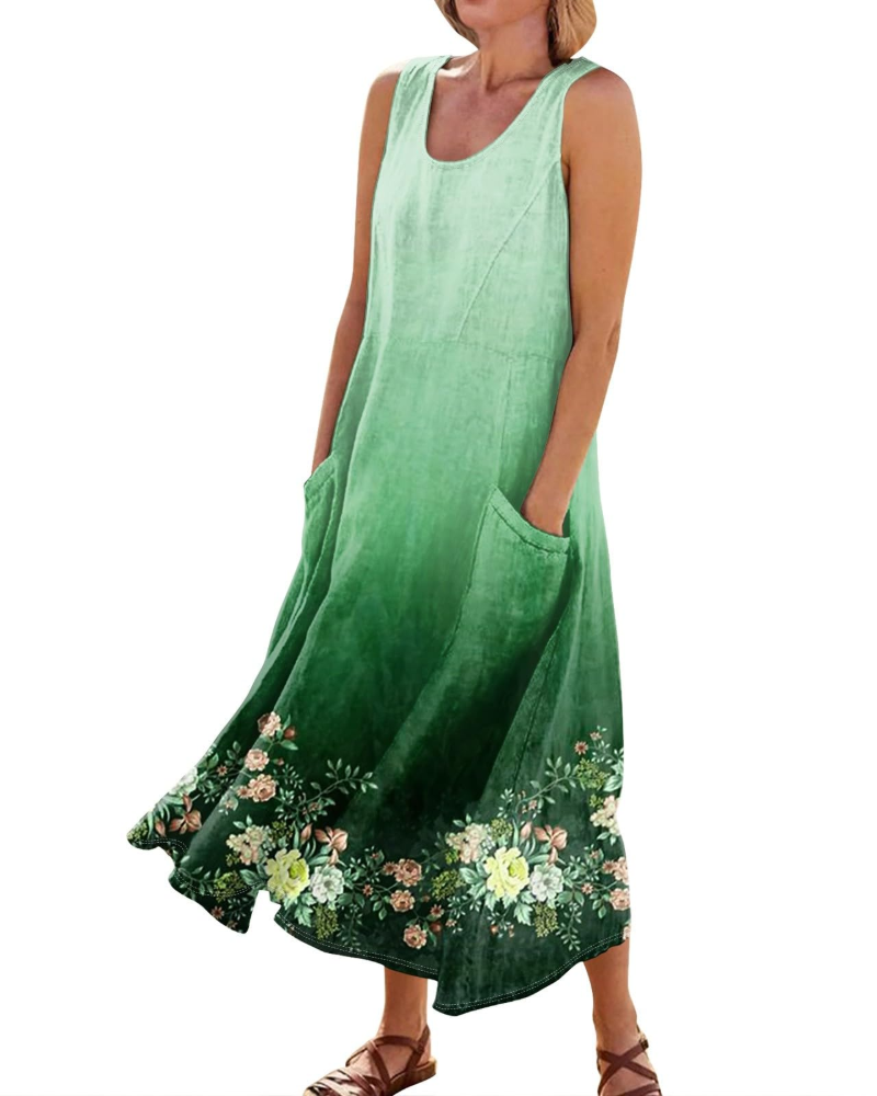 Waverly Women’s Mini Dress – Crew Neck, Sleeveless, and Relaxed Boho Fit