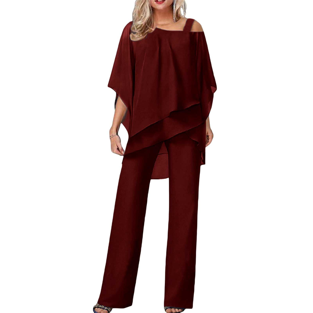 Loretta komplet elegant damesæt – asymmetrisk bluse og brede bukser