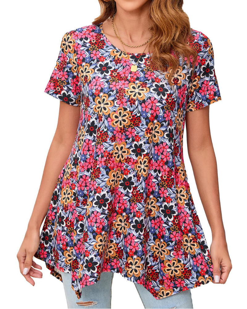Lucinda Túnica de Mujer de Verano – Estampado Paisley, Manga Corta y Corte Holgado