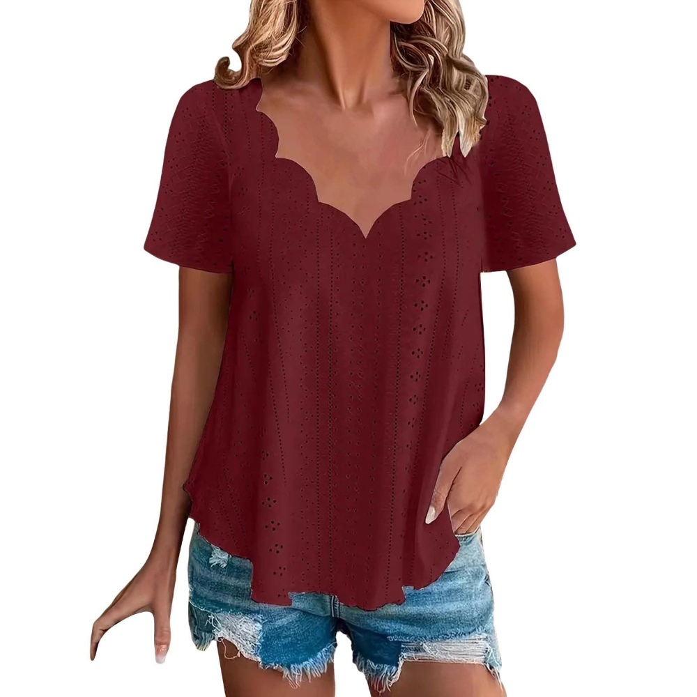 Geraldine Women’s Summer Blouse – V-Neck, Short Sleeves, and Comfortable Fit