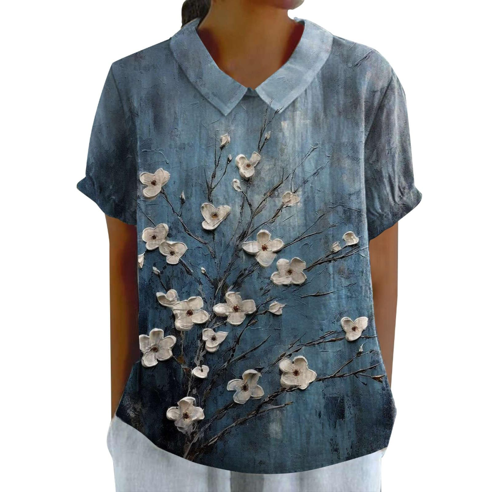 Penelope Floral Women’s Blouse – Collar, Buttons, and Relaxed Fit