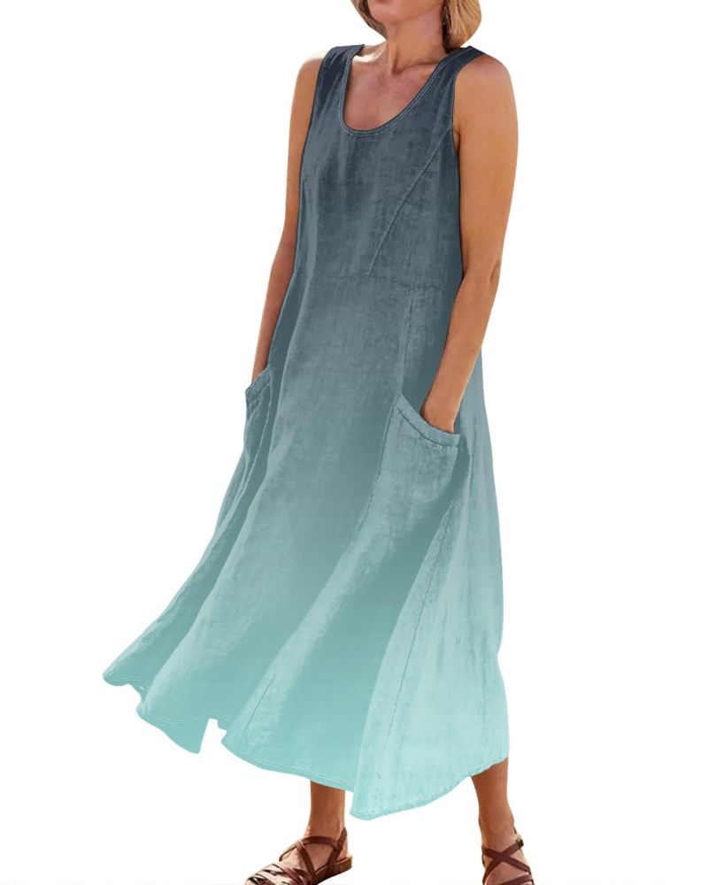 Waverly Women’s Mini Dress – Crew Neck, Sleeveless, and Relaxed Boho Fit
