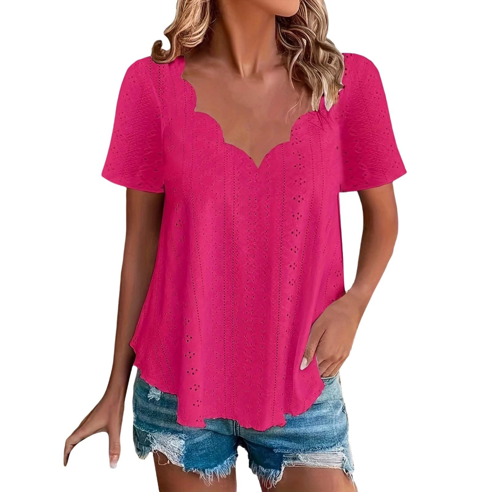 Geraldine Women’s Summer Blouse – V-Neck, Short Sleeves, and Comfortable Fit
