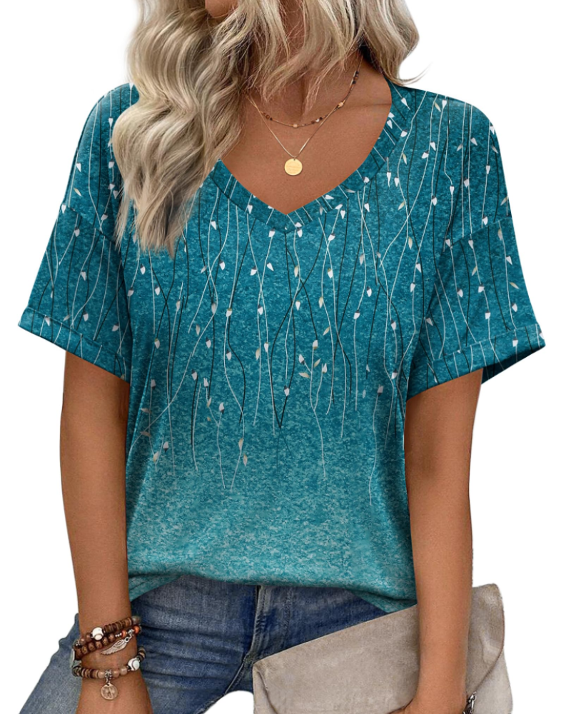 Camiseta Roxanne para mujer – Escote en V, mangas cortas y corte holgado