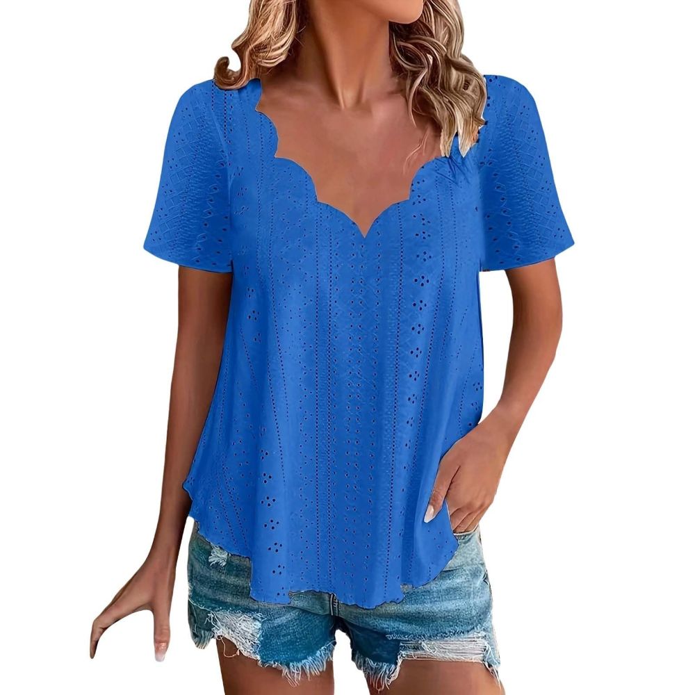Geraldine Women’s Summer Blouse – V-Neck, Short Sleeves, and Comfortable Fit
