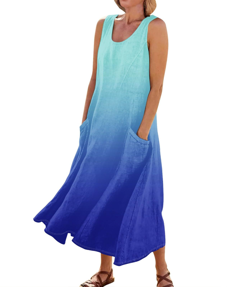 Waverly Women’s Mini Dress – Crew Neck, Sleeveless, and Relaxed Boho Fit