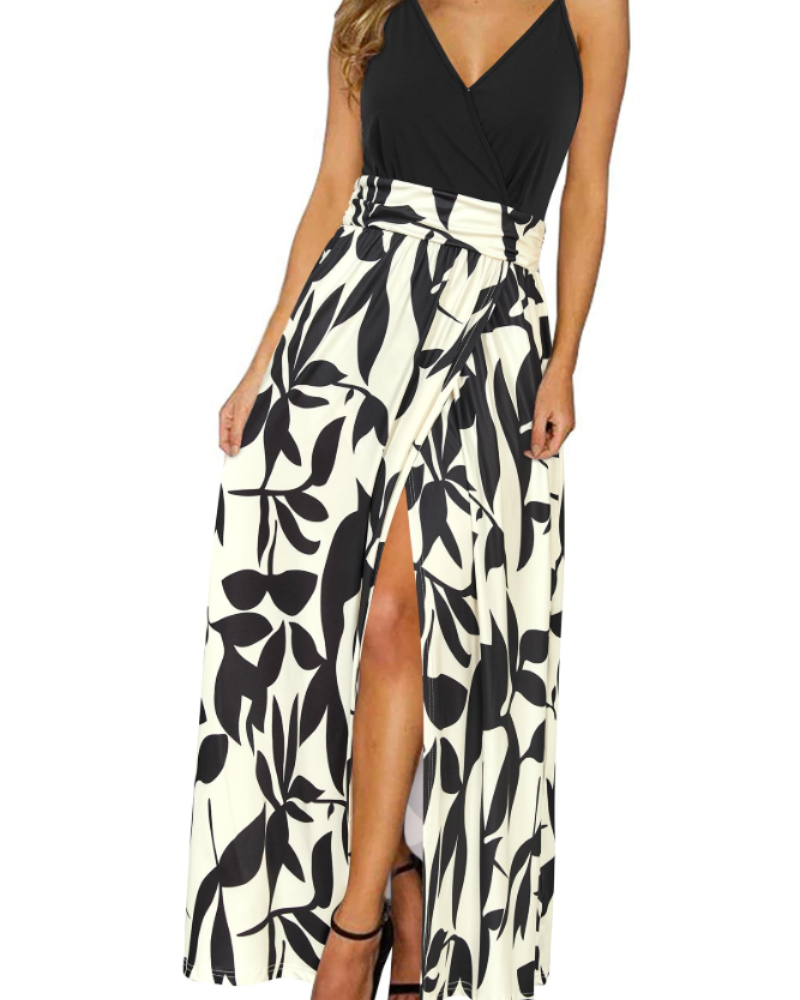 Savannah Women’s Maxi Dress – Floral Print, V-Neck, Adjustable Straps and Slits