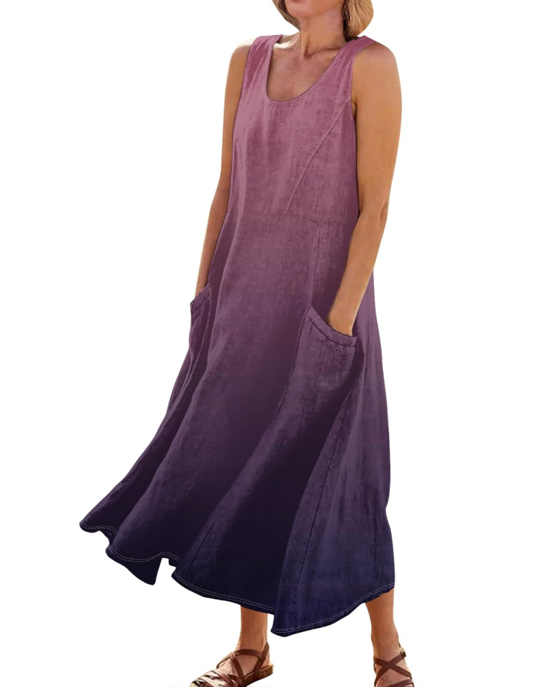 Waverly Women’s Mini Dress – Crew Neck, Sleeveless, and Relaxed Boho Fit