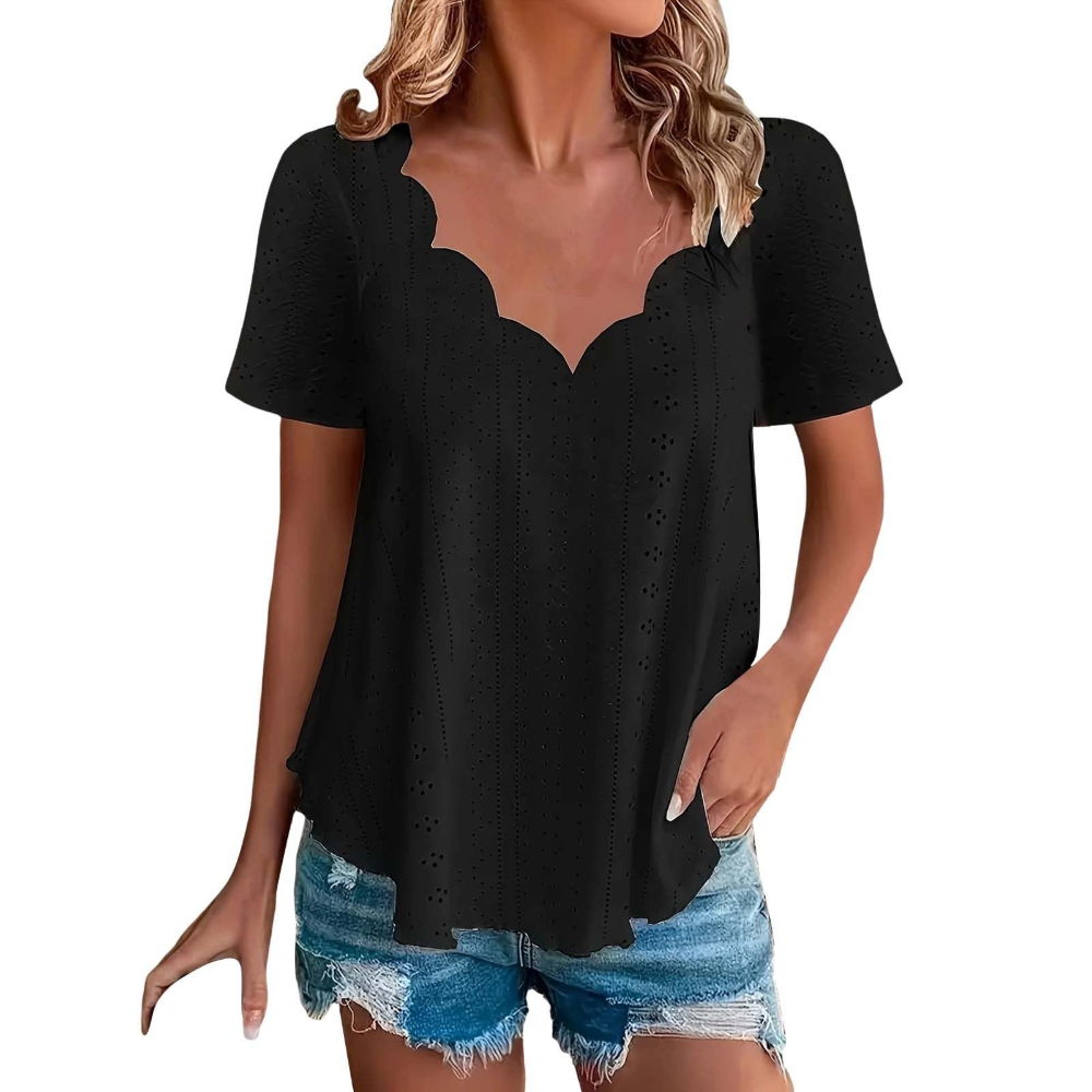 Geraldine Women’s Summer Blouse – V-Neck, Short Sleeves, and Comfortable Fit