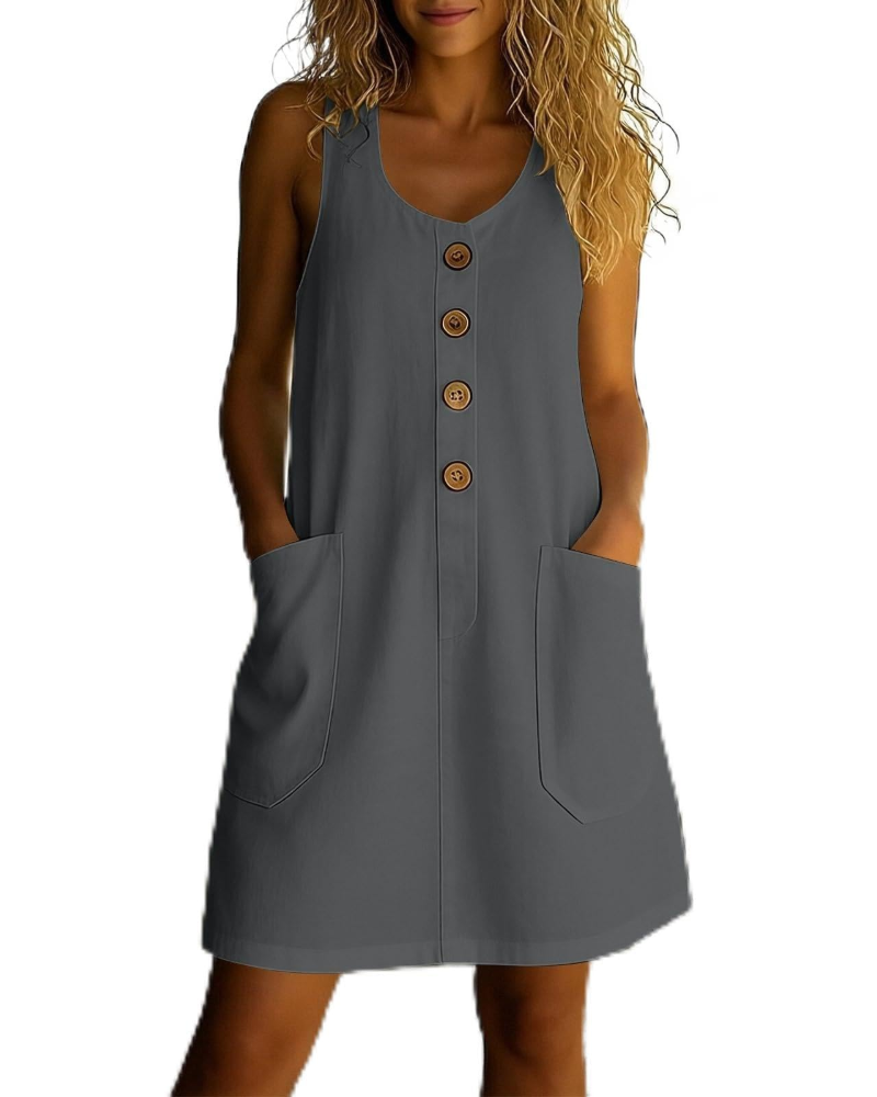 Robe femme Oakley en coton – Encolure ronde, coupe trapèze et style chemise