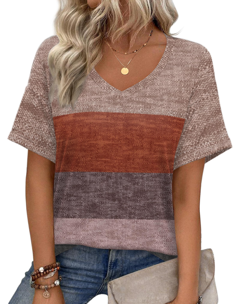 Camiseta Roxanne para mujer – Escote en V, mangas cortas y corte holgado