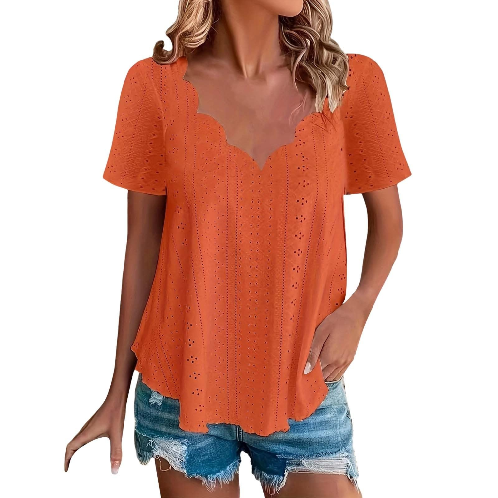 Geraldine Women’s Summer Blouse – V-Neck, Short Sleeves, and Comfortable Fit