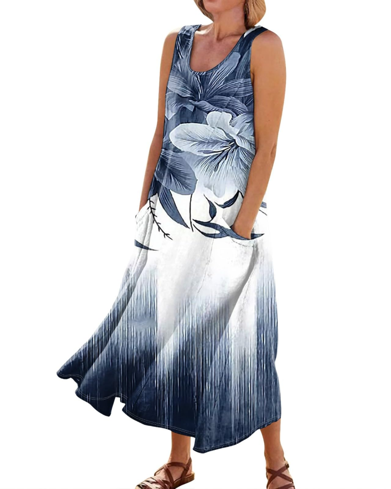 Waverly Women’s Mini Dress – Crew Neck, Sleeveless, and Relaxed Boho Fit
