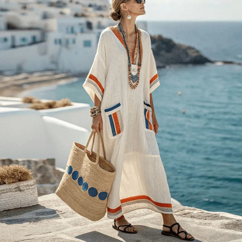 Alisia Abito Lungo Donna – Maxi Dress Elegante con Tasche & Vestibilità Fluida Estiva
