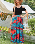 Sutton Women’s Maxi Dress – Off-the-Shoulder, Floral Print and Side Pockets