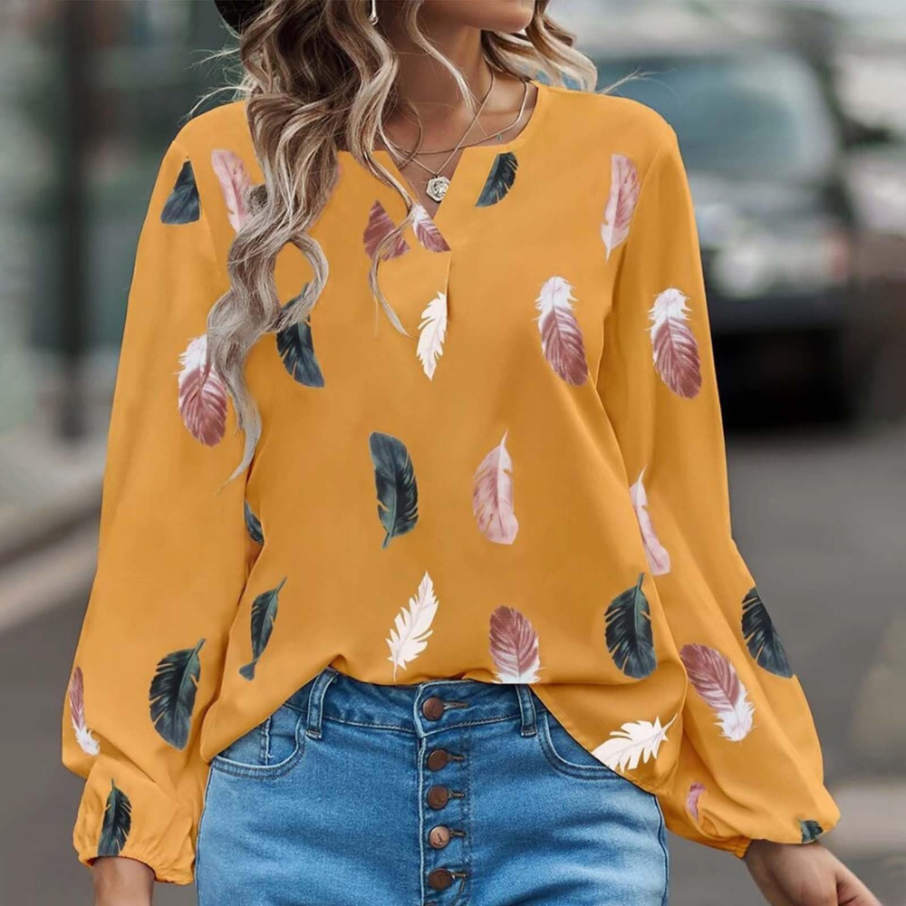 Adelaide T-shirt til kvinder i bomuld – rund hals, elegant print og løs pasform