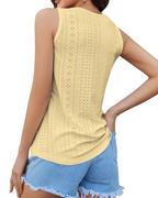 Sophie Canotta Donna – Top Estivo con Scollo a V, Ricamo Sangallo e Orlo Curvo