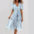 Robe Midi Femme Everly – Florale, Décolleté en V Élégant & Coupe Fluide