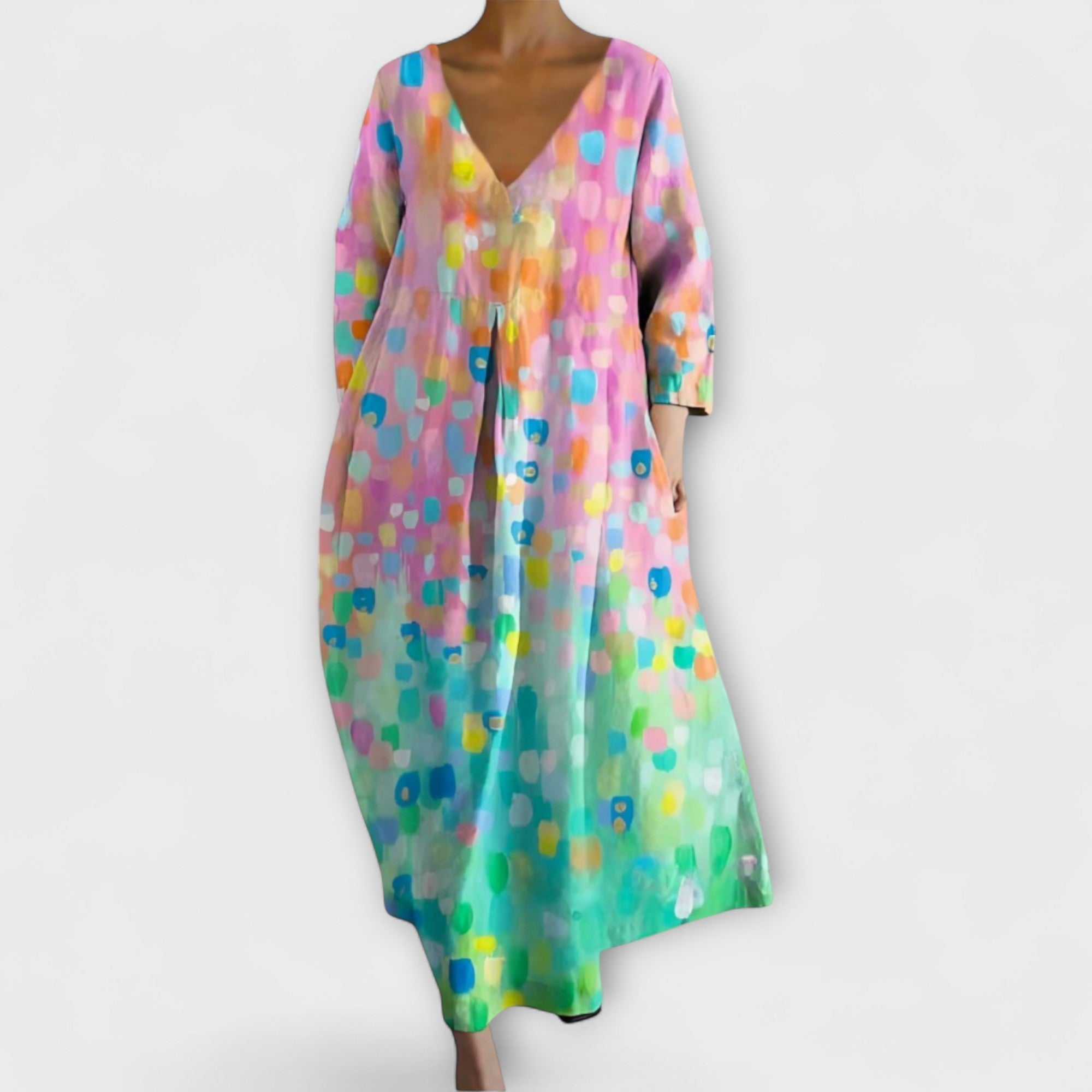 Rory Vestido Mujer Cuello en V – Vestido de Tul Ligero y Fluido, Elegante Casual Chic