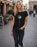 Damen Daisy T-Shirt – Baumwoll-Top mit Rundhalsausschnitt, kurzen Ärmeln und lässigem Aufdruck