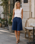 Savannah Shorts Donna Bermuda – 100% Cotone, Vita Alta, Tasche & Gamba Larga