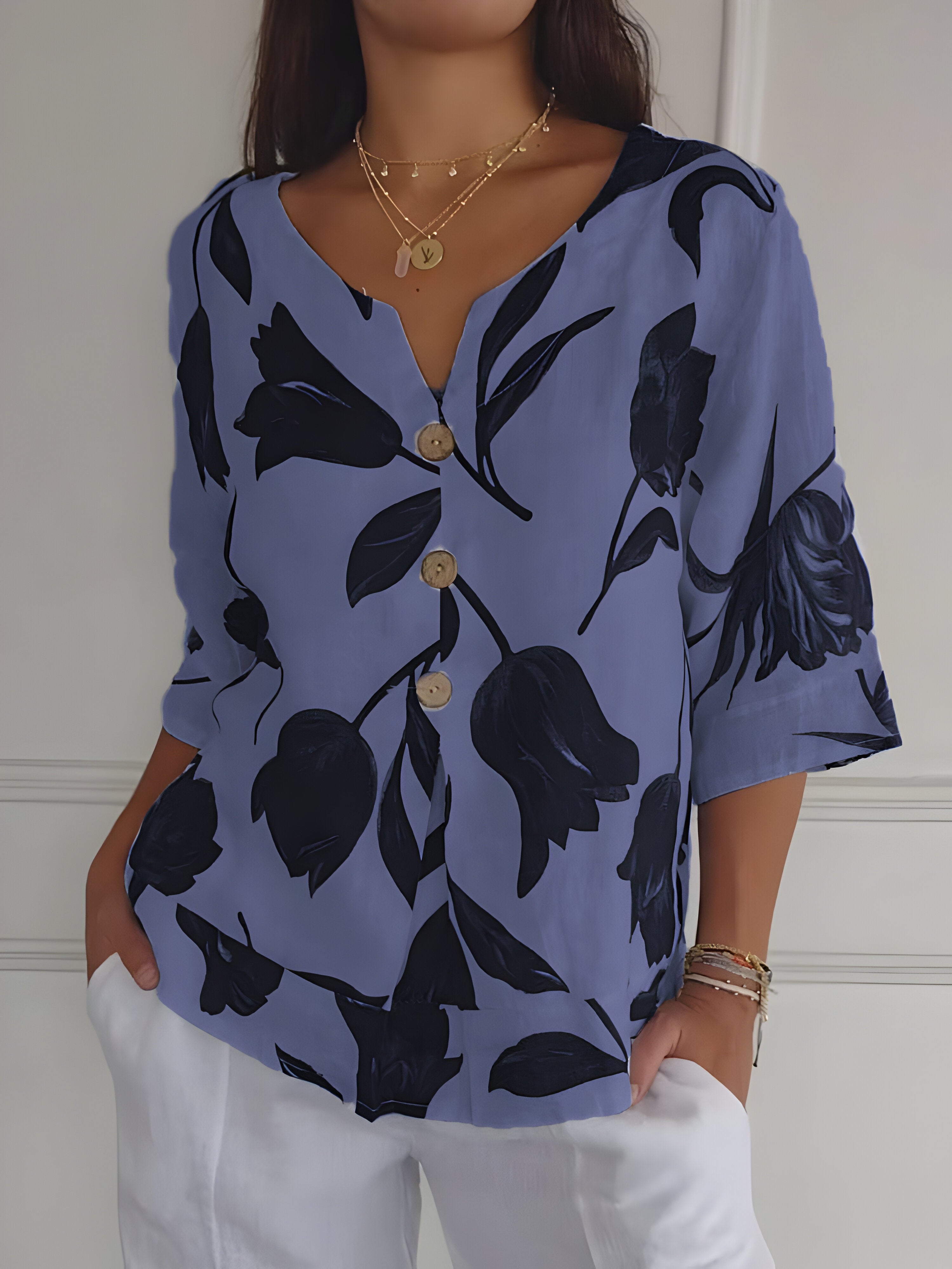 Isaliel Blusa Donna – Scollo V, Tessuto Traspirante & Vestibilità Fluida Elegante