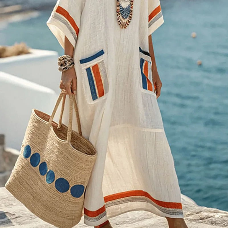 Alisia Abito Lungo Donna – Maxi Dress Elegante con Tasche & Vestibilità Fluida Estiva