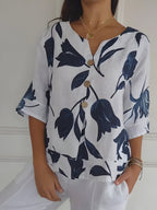 Isaliel Women's Blouse – V-Neck, Breathable Fabric & Elegant Flowing Fit