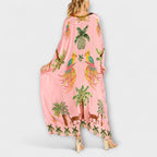 Luna Abito Donna Monospalla – Vestito Tropicale Palma, Lungo Fluido Casual Chic