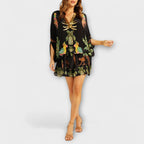 Luna Abito Donna Monospalla – Vestito Tropicale Palma, Lungo Fluido Casual Chic