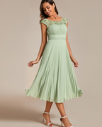Audrey Robe Élégante Femme – Robe A-Line en Dentelle, Chiffon et Dos Nu