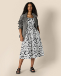 Grace Women's Dress – Midi Cotton Sateen Dress with Smocked Bodice & Adjustable Straps