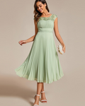 Audrey Robe Élégante Femme – Robe A-Line en Dentelle, Chiffon et Dos Nu