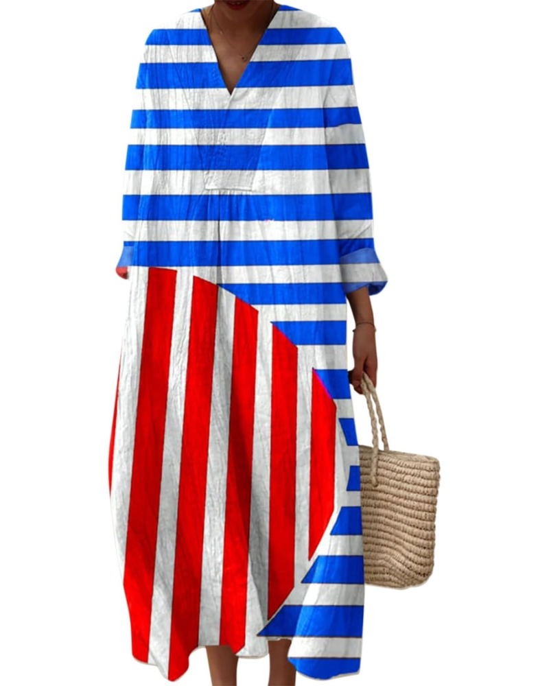 Natalie Abito Donna – Vestido Midi Boho con Escote en V, Mangas Largas y Tejido Ligero
