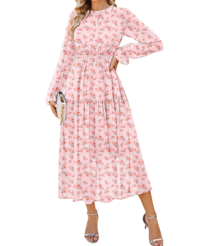 Amelia Women's Dress – Chiffon A-Line Dress with Ruffled Skirt & Pockets